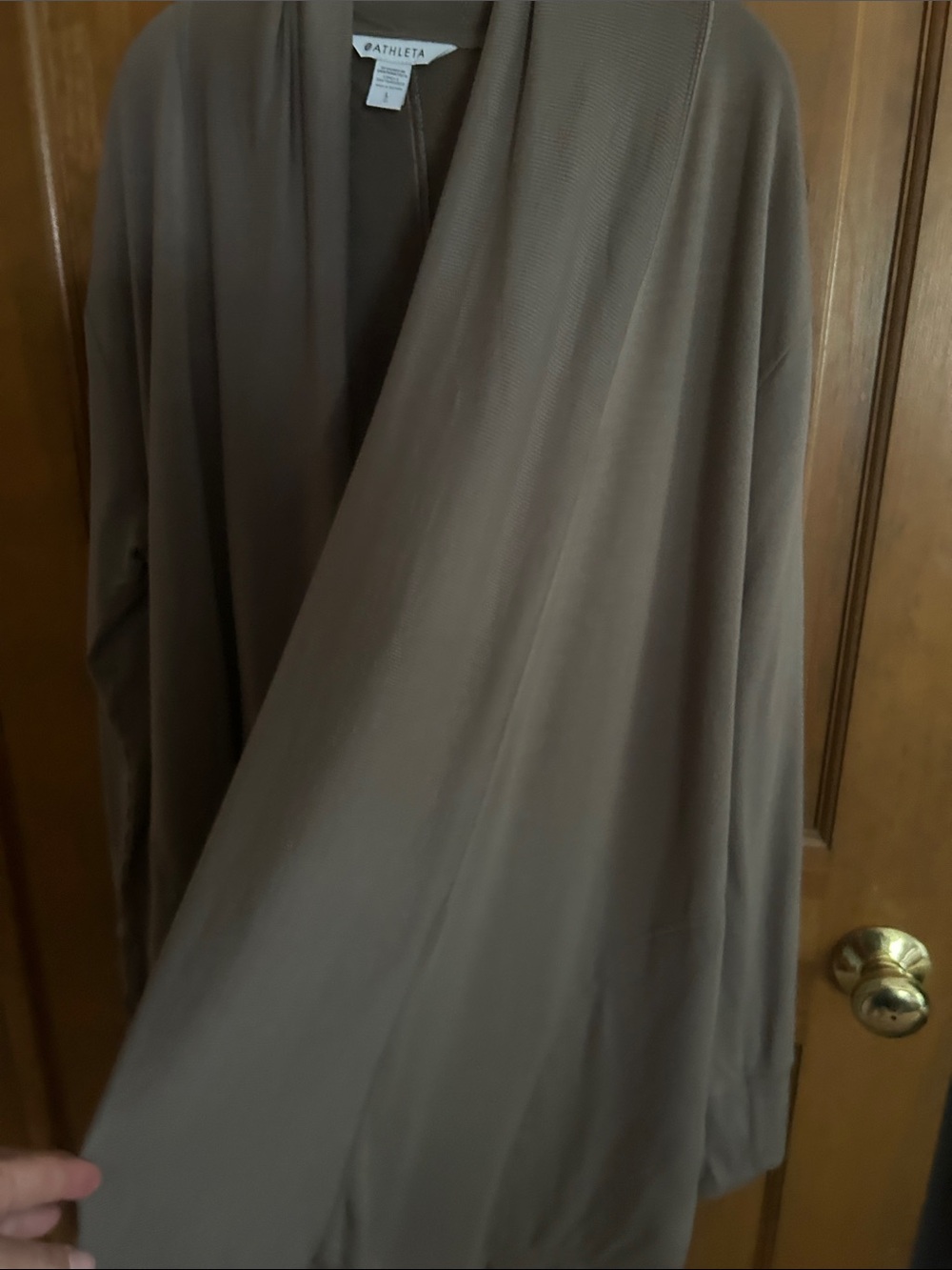 Athleta Open-Front Draped Jacket in Taupe - Picture 3 of 5